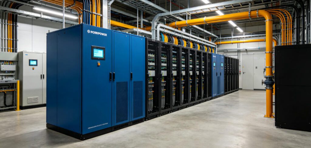 BKPOWER line-frequency UPS installation in modern industrial power distribution room