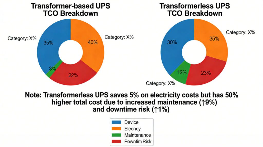 10-year TCO composition comparison pie charts