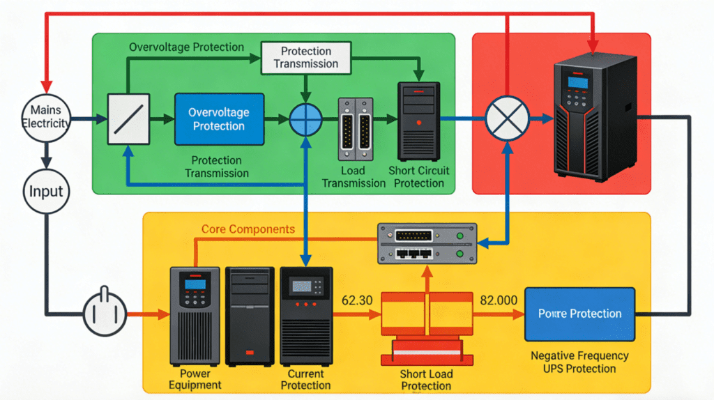 Flowchart of mains frequency UPS protection