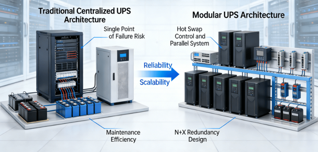 Comparison of heavy-duty UPS system architectures
